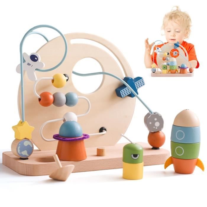 Jouets mentaires Montessori pour bébés, jouet perlé en bois sur le