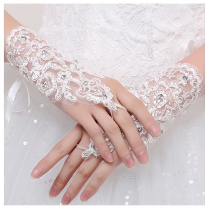 Gants de Mariée en Dentelle Femme Gants Courts Robe de