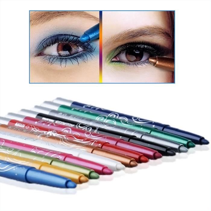 EYELINER Crayons de Yeux 12 Couleurs Outil de Maquillage Cosmétique