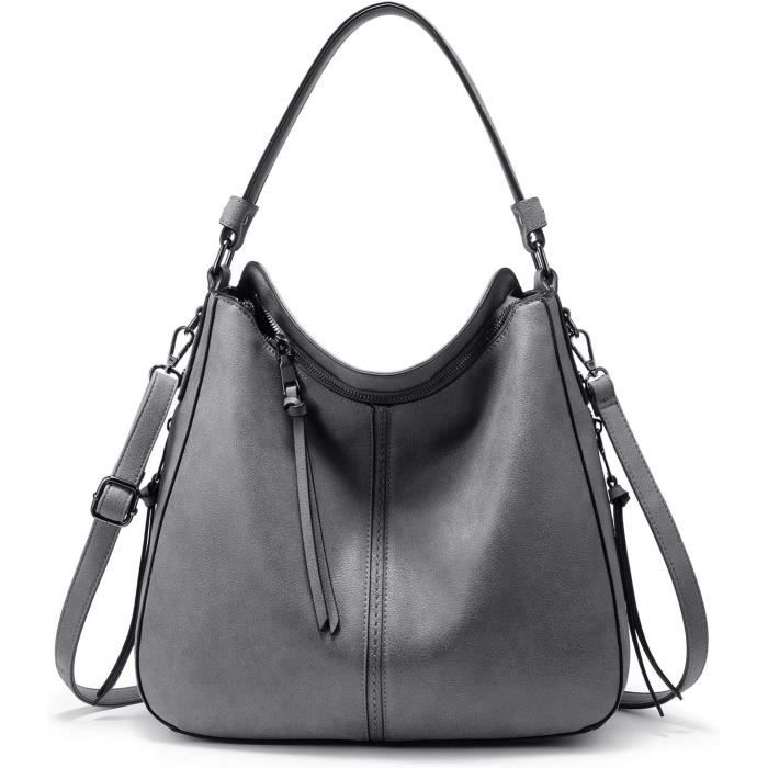Sac à Main Femme En Cuir Italien - Couleur Grise, Doublure Rouge - Neuf Sans étiquette