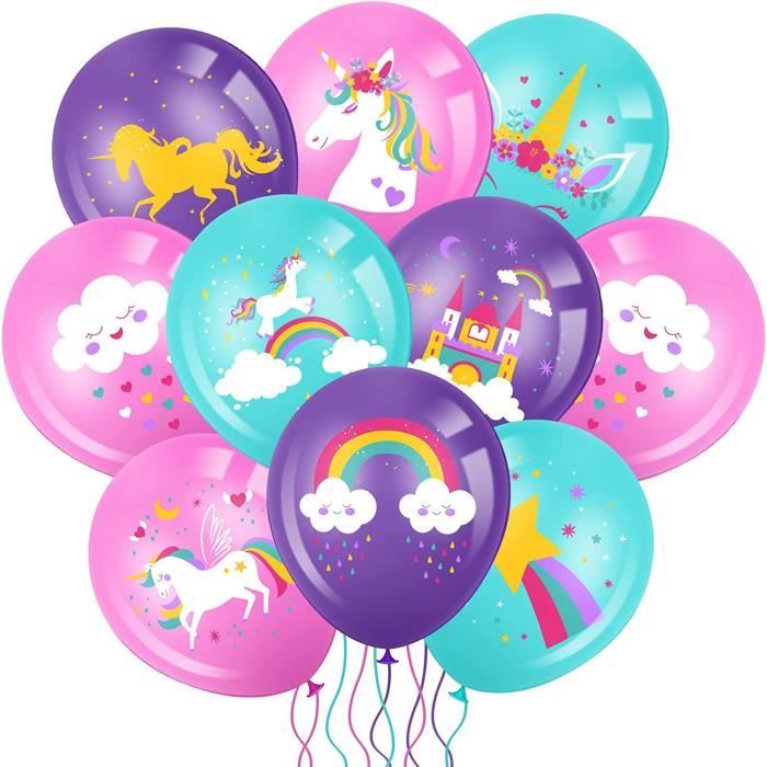 SLAXJNE Lot De 5 Bandeaux Licorne + 8 Ballons Cheval Arc-en-Ciel – Accessoires Cheveux Pour Fête Et Anniversaire