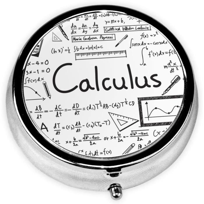 Math Quiz Pilulier rond : 5,1 x 5,1 x 1,8 cm mignon mini boîte à