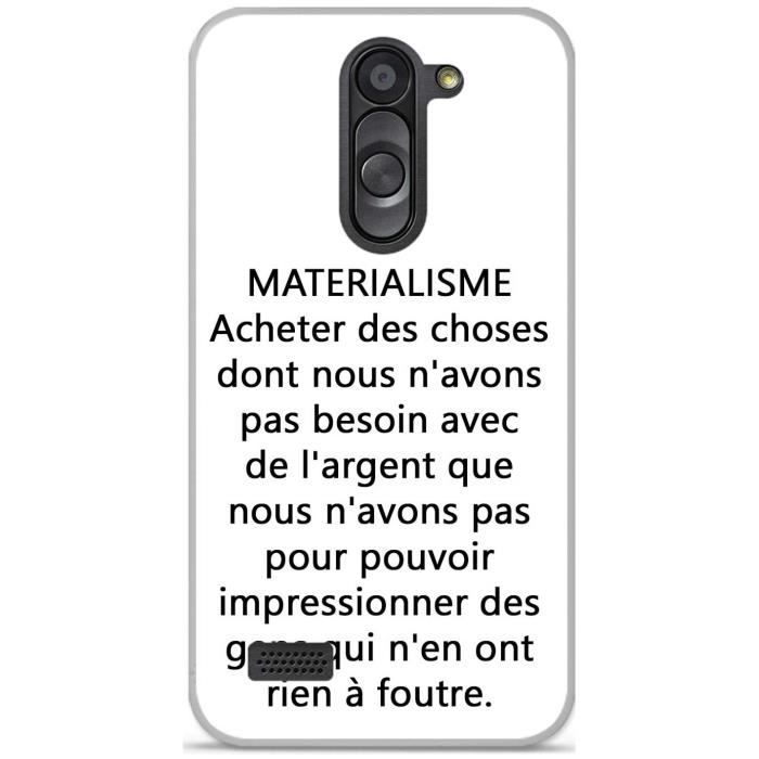 Coque Tpu Gel Souple Lg L Bello Design Citation Materialisme Texte Noir Fond Blanc Achat Coque Bumper Pas Cher Avis Et Meilleur Prix Cdiscount
