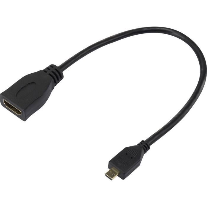 INECK® Cable adaptateur Micro HDMI mâle vers HDMI femelle Convertisseur pour Tablettes - Appareils Photo - Camescope - Video Caméra