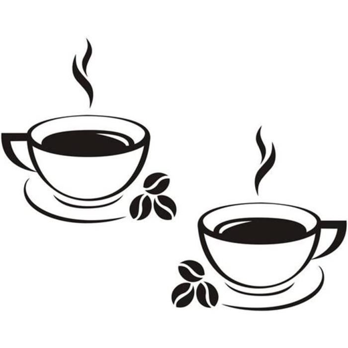 Stickers Muraux - Décoration - Tasse de Café - PVC - 43x25 cm - Contemporain