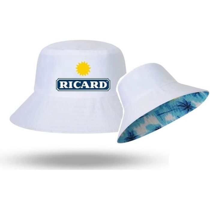 Chapeau, casquette, bob Ricard blanc réversible - Rick Boutick
