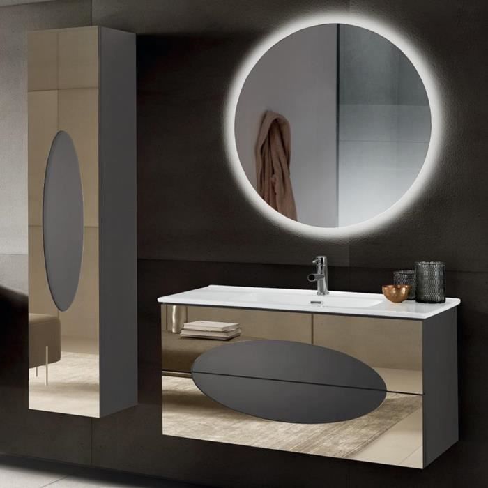 Ensemble Meuble Salle De Bain 50cm Chêne Clair Avec Vasque - Rangement 2 Tiroirs