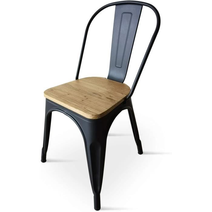 Chaise En Métal Noir Mat Style Industriel Avec Assise En Bois Clair Avec Accoudoirs Chaise En Métal Noir Mat Style Industriel Avec Assise En Bois Clair Avec Accoudoirs