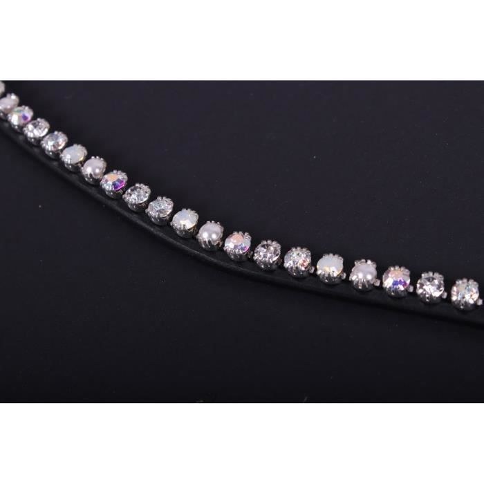 Exion Frontal Bling Crystal Cheval – Cuir Tanné Végétal, Rembourré Incurvé, Blanc Éclatant Pour Dressage & Spectacle