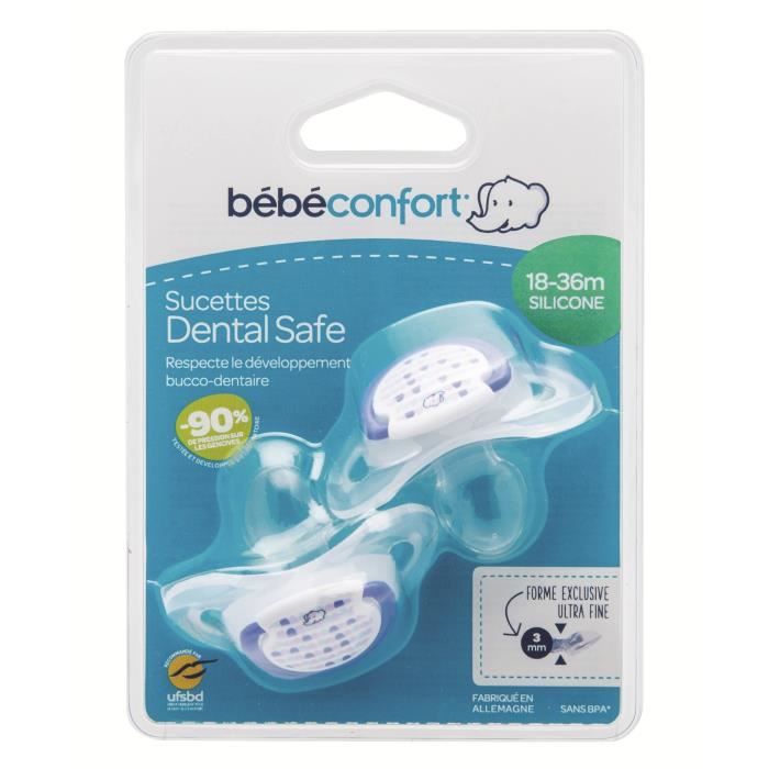 Bébé Confort Maternity Dental Safe Set de 2 Sucettes en Silicone 18-36 mois Bleu