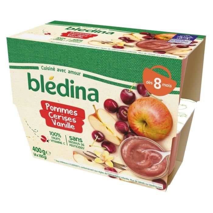 Lot De 6 Bledina Compotes Bebe Pommes Cerises Vanille Des 8 Mois 4 Pots De 100 G Achat Vente Compote Dessert Fruite Lot De 6 Bledina