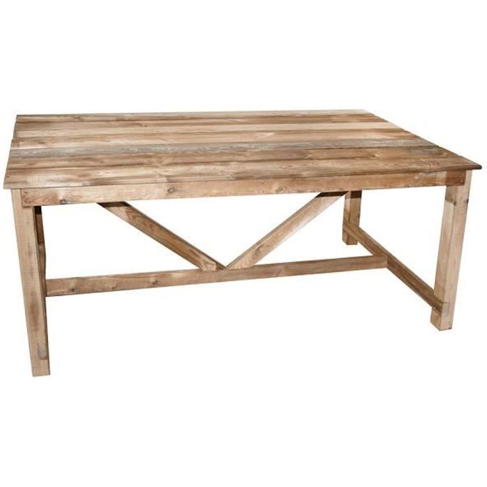 table de jardin en bois - cemonjardin - normand - rectangulaire - 8 personnes - marron