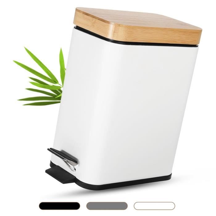 Poubelle à Pression Avec Couvercle - Design Fin Pour Salle De Bain, Cuisine, Bureau - Compacte Et Anti-traces