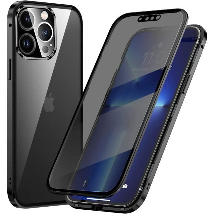 Coque Magnétique IPhone 15 Pro Max, Protection 360°, Dos Transparent, Bleue, Neuve