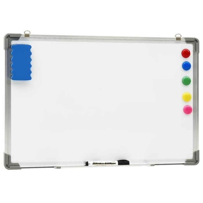 Tableau blanc magnétique effaçable à sec Blanc 70x50 cm Acier