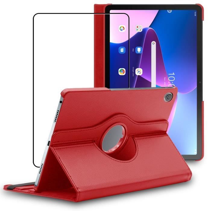 ebestStar ® pour Lenovo Tab M10 Plus 10.6 (Gen 3) - Housse PU Cuir Rotatif 360 + Film protection écran en VERRE Trempé, Rouge