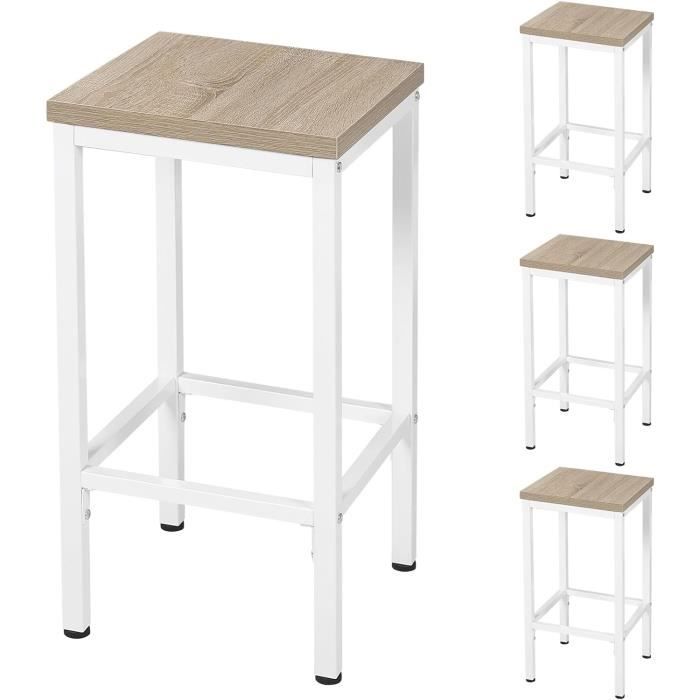 EUGAD Lot de 4 Tabouret de Bar Chaise de Cuisine Industriel avec Repose-Pieds en Bois Aggloméré + Métal Chêne Clair E0AG0083-4
