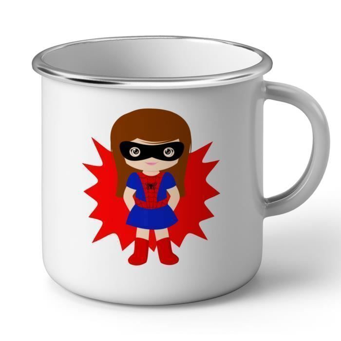Mug en Métal Emaillé Spidergirl Spiderman Fille Enfant Dessin Mignon Super  Hero