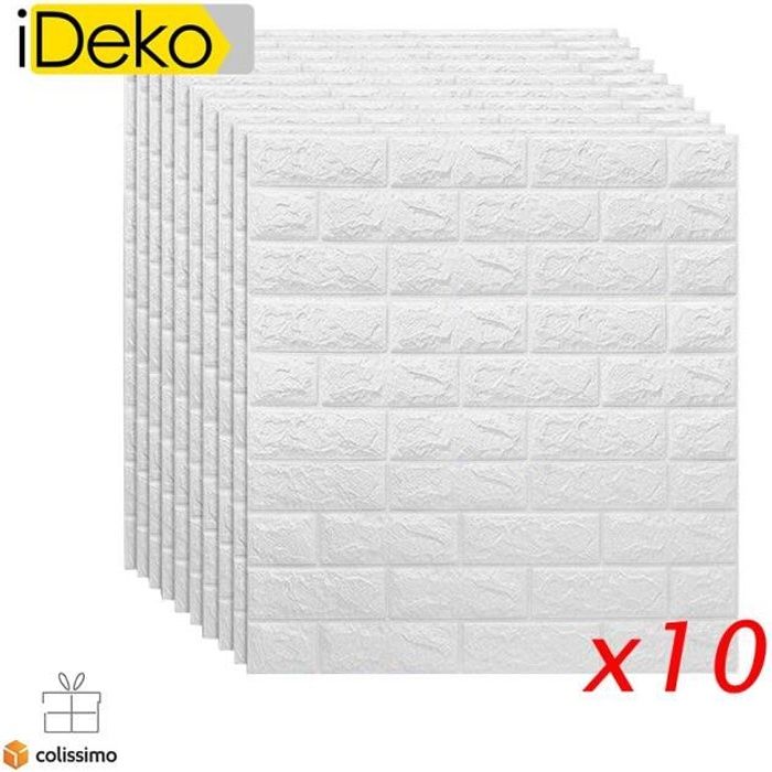 iDeko® 10X Papier Peint 3D Simulation Briques de pierre Bricolage PE mousse DIY Auto-Adhésif imperméable Blanc 0.7*0.77 (M)