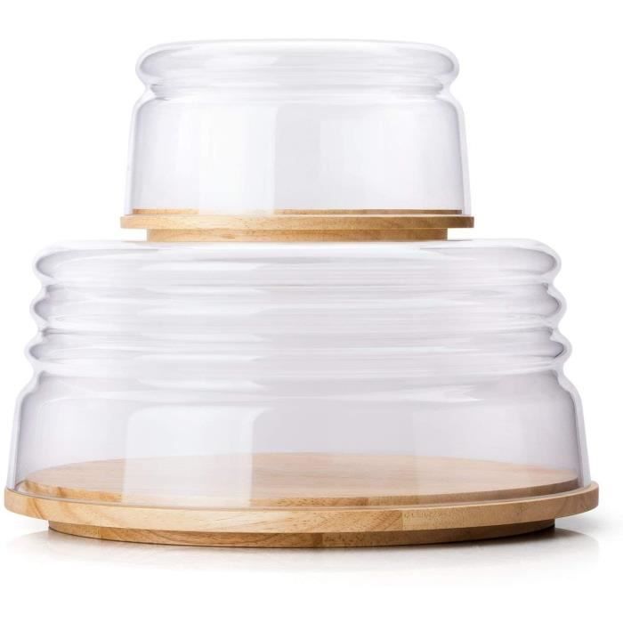 Cloche à Fromage Continenta 2 Pièces (cloche + Plat) Bois Et Verre, 26,5 Cm - 3296