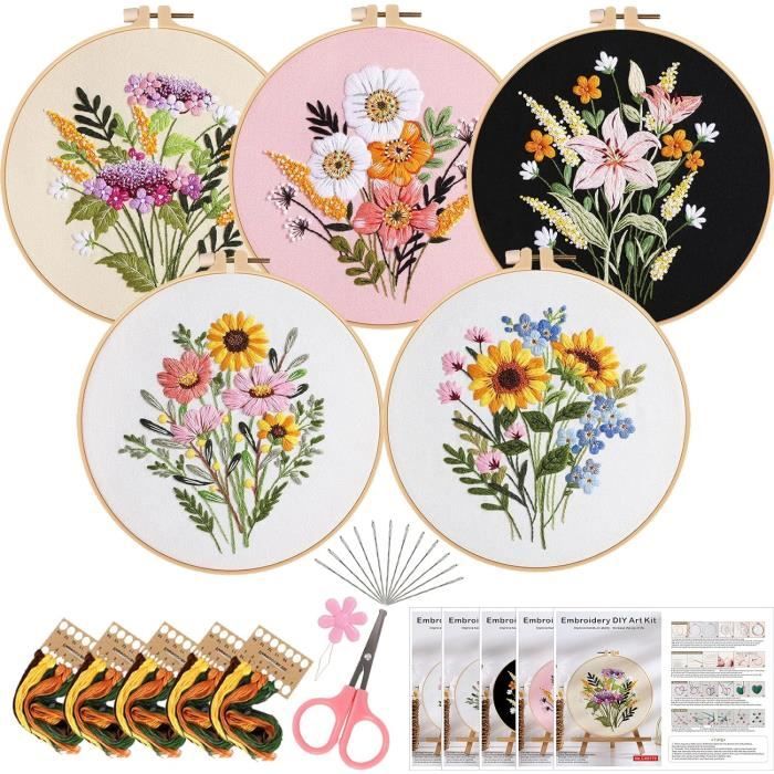 Kit Broderie Débutant Noël - 2 Motifs Inclus - Loisir Créatif Adultes - Point De Croix - Idéal Cadeau DIY