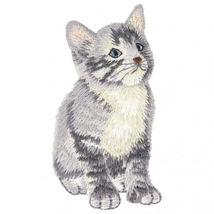 Ecusson Thermocollant Chat Gris 3 Cm X 6 Cm Cdiscount Beaux Arts Et Loisirs Creatifs