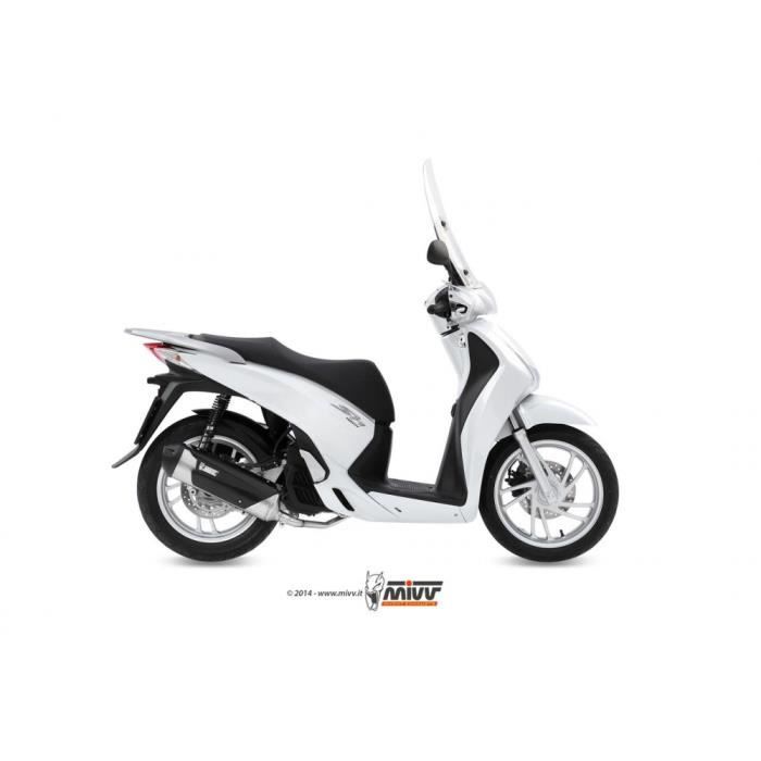 Ligne complète MIVV Urban inox/silencieux inox/casquette ABS noire Honda SH 125/150