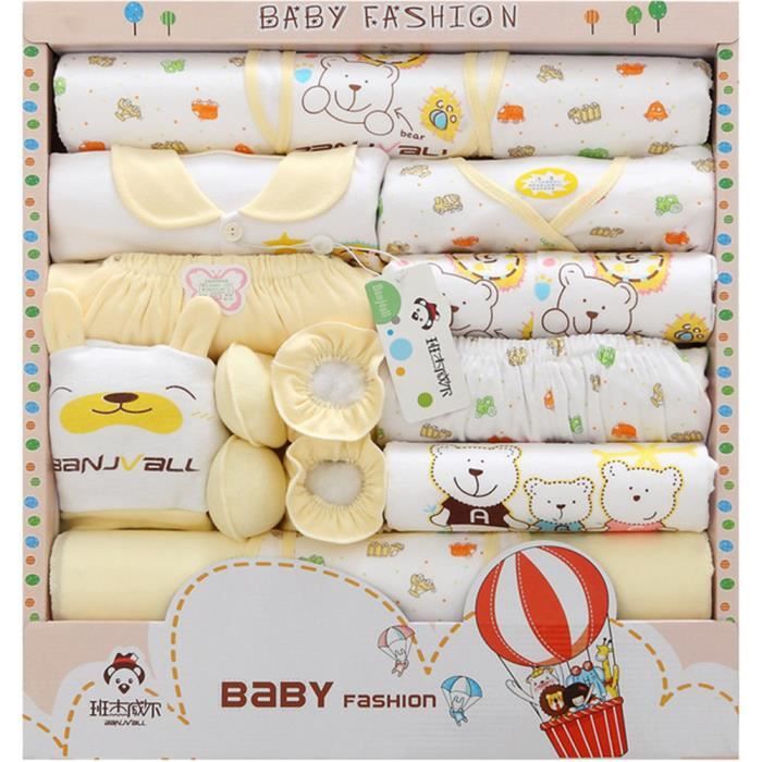 Coffret Naissance 0 A 3 Mois Bebe Idee Cadeau 18 Piece Jaune Sans Boite Cadeau Cdiscount Puericulture Eveil Bebe