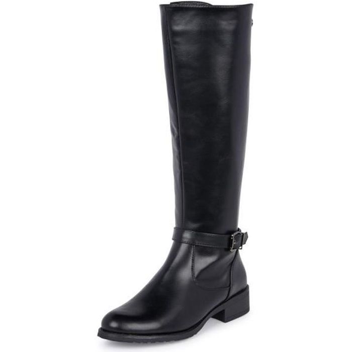 Bottes cavalières Les petites Bombes Arina - Noir - Talon 3cm - Mollets larges