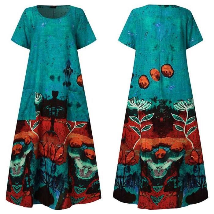 Robe,Robe Maxi femmes Patchwork fleur imprimé Robe d'été VONDA 2021 ...