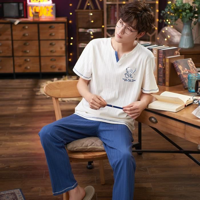 Pyjamas pour hommes Pyjama en coton manches courtes pour homme