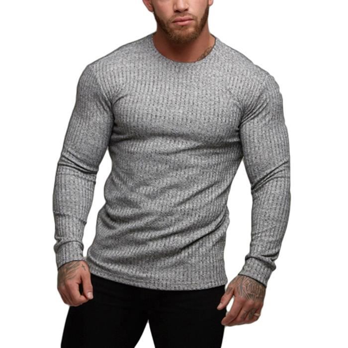 T-shirt Compression Homme - Manches Longues, Respirant, Moulant, Pour Sport Et Musculation - 13