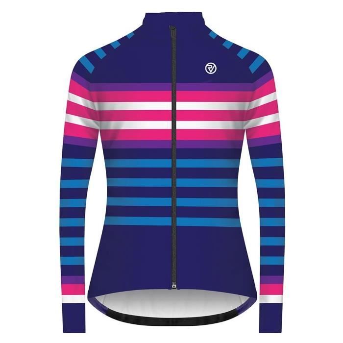 Maillot Cyclisme Femme Manches Longues - Polyester Respirant, 3 Poches Arrière, Bandes Réfléchissantes