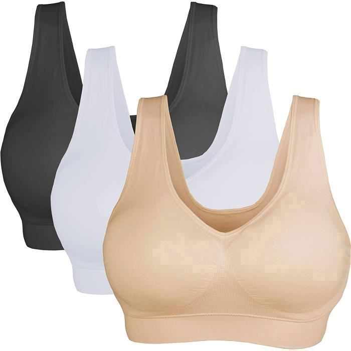 Soutien-gorge Femme Deux Pièces Confortable Classique Respirant - Beige-Noir KJEHOME Beige/noir