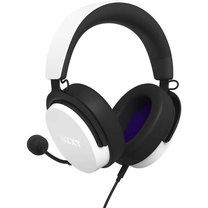 NZXT Relay Headset (Blanc) - Casque gaming fermé - certifié Hi-Res Audio - son spatial DTS Headphone:X - micro amovible avec filtre