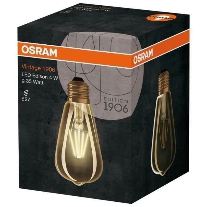 OSRAM-Ampoule LED filament Edison E27 Ø6,4cm 2400K 4W = 34W 410 Lumens Osram