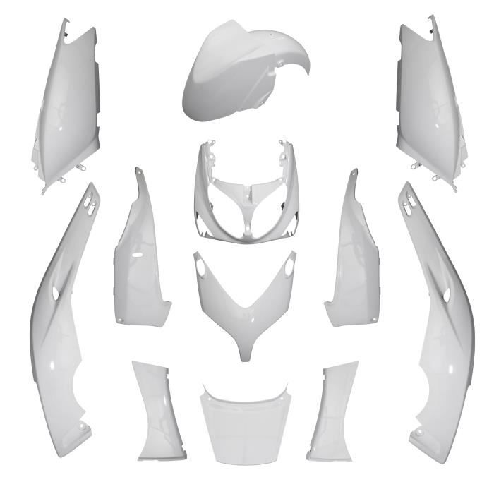 carrosserie/carenage maxiscooter adaptable yamaha 500 tmax 2001>2007 blanc brillant -style origine- (kit 12 pieces) -p2r-