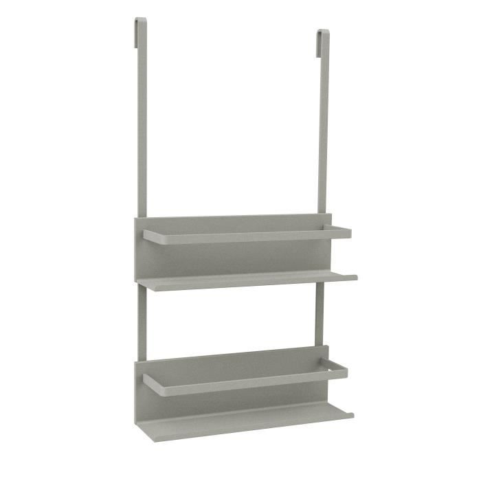 double étagère de douche - allibert bath & design - loft-game - gris mat - aluminium - 38x70x11 cm