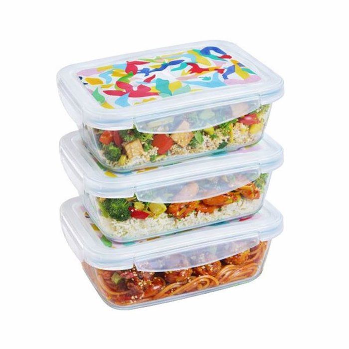 Lunch box PYREX Lot de 5 boîtes en verre Rectangulaire Couvercle hermétique Design abstrait 0.80 - vue 2