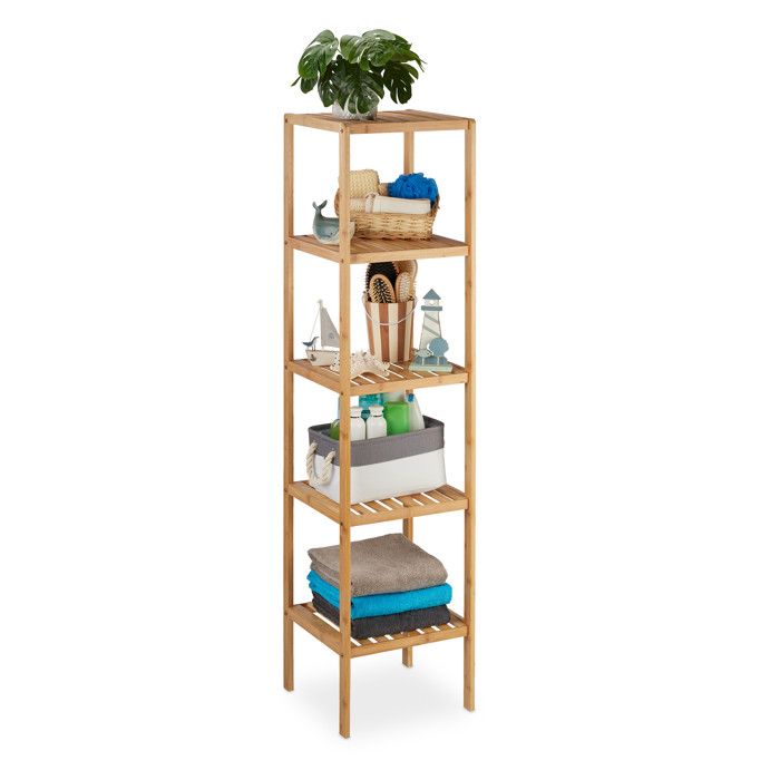 Relaxdays 10016109 Etagere En Bambou Salle De Bain Avec 5 Niveaux