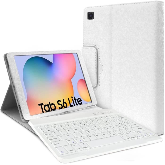 Étui Blanc Clavier Azerty pour Samsung Galaxy Tab S6 Lite 10.4' P610