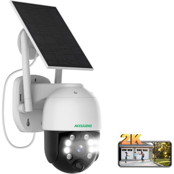 Caméra de surveillance solaire extérieure sans fil 4MP, détection humaine AI, vision nocturne couleur, compatible Alexa | Leroy Merlin