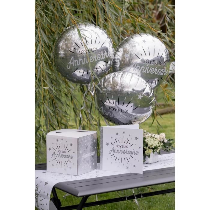 Ballon aluminium rond 45 cm : Anniversaire étincelant Argent aille Unique