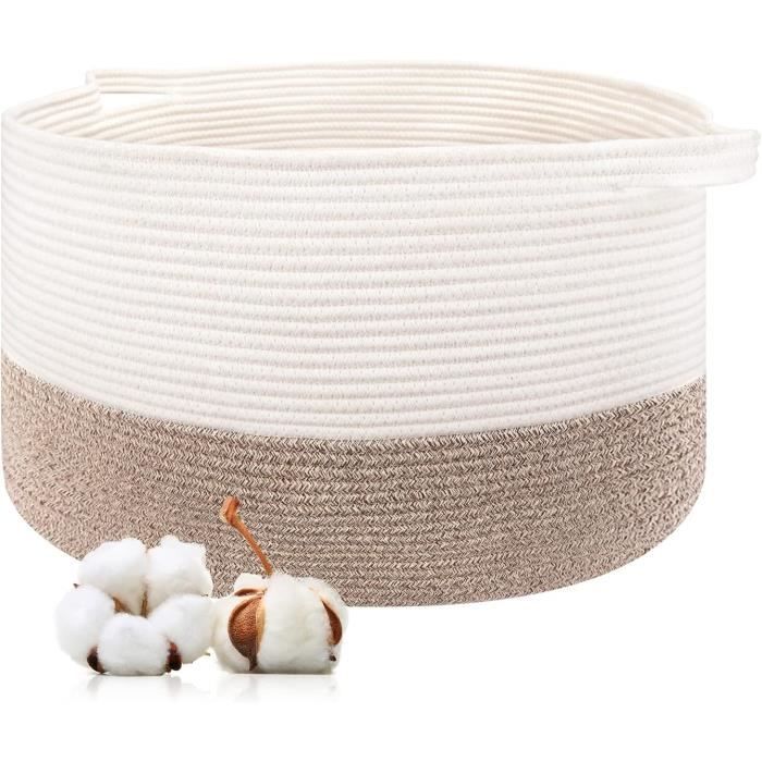 Panier à Linge Pliable 53L – Coton, Grand, Rond, Corbeille Rangement, Neuf