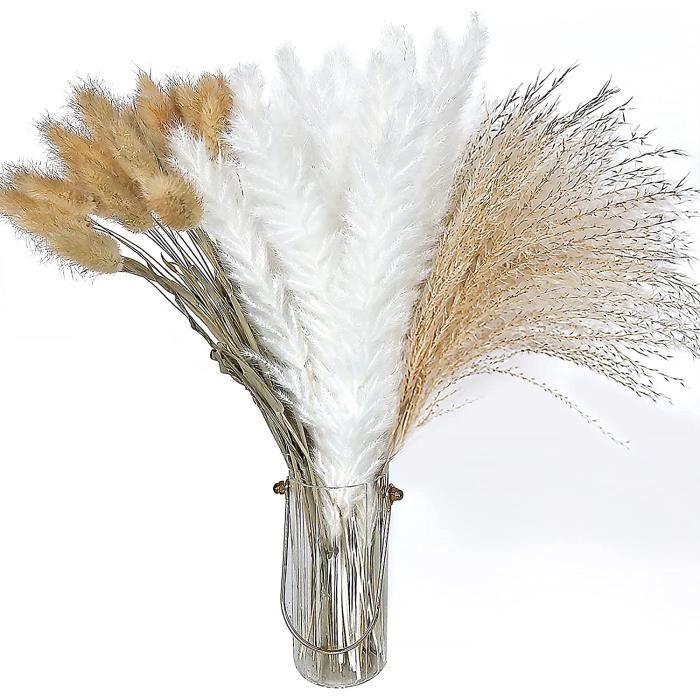 Lot De 120 Herbes De La Pampa Séchées Bleues 43cm - Décoration Mariage Bohème Queue De Lapin En Vrac