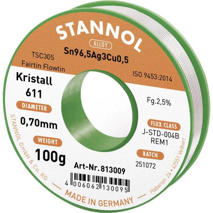 Étain à Souder Sans Plomb Stannol Kristall 600 - Sn99,3Cu0,7 - Neuf Dans Son Emballage - Pour Soudure électronique