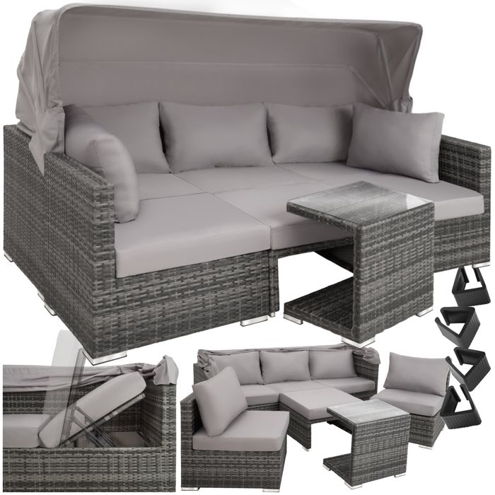 Tectake canap&eacute; de jardin saint marin modulable - gris 403237