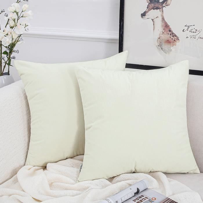 Housse Coussin 60X60 Decoration Chambre Lit Blanc Crème Lot De 2