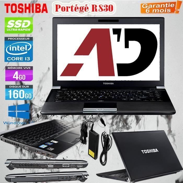 Vente PC Portable TOSHIBA Portégé  R830 i3 SSD 160Go Ram 4Go BE pas cher