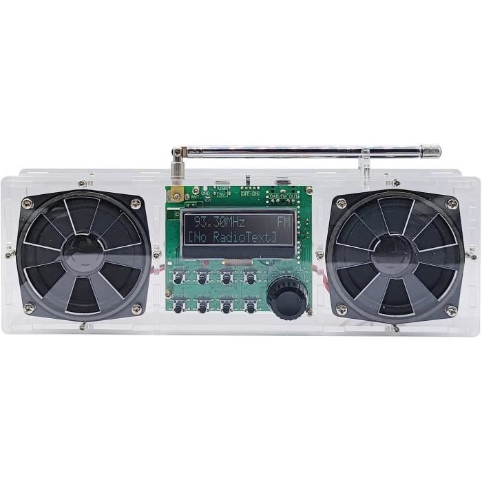 Kit DIY Radio FM/DAB+ Bluetooth AOVOTO ALK103 – Boîtier Acrylique Rouge, écran TFT, Haut-parleurs Stéréo, Mode Réveil - 8